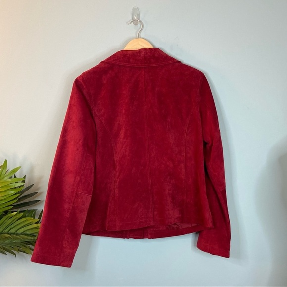 Chico’s Red Button Front Leather Jacket - Picture 3 of 9